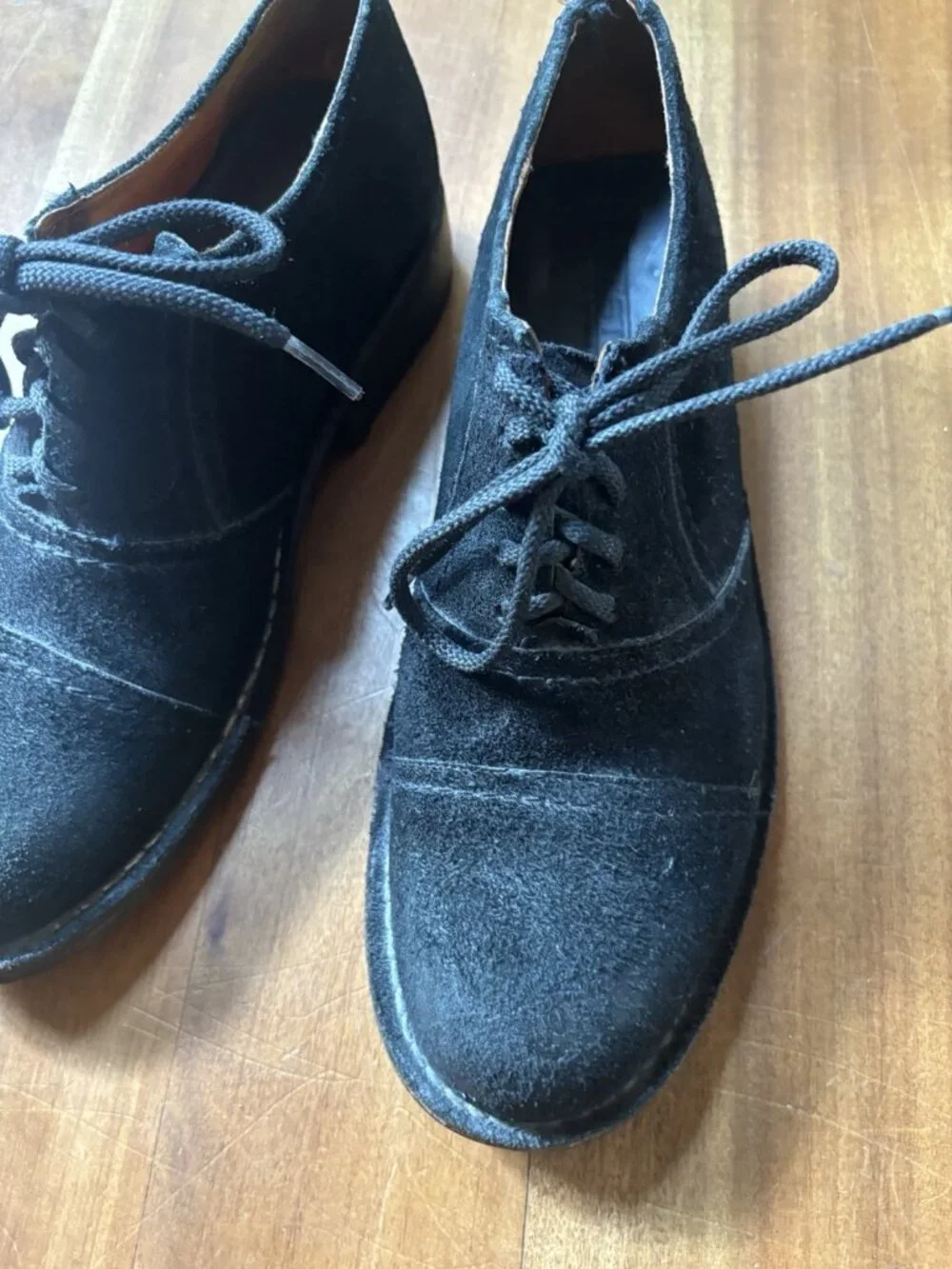 Bed|Stu Men’s Size 10 Black Distressed Leather Lace-Up Oxford Shoes Handmade
